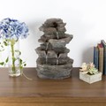 Nature Spring Tabletop Water Fountain with Cascading Rock and LED Lights, Tiered Stone, for Office / Home 641935VNZ